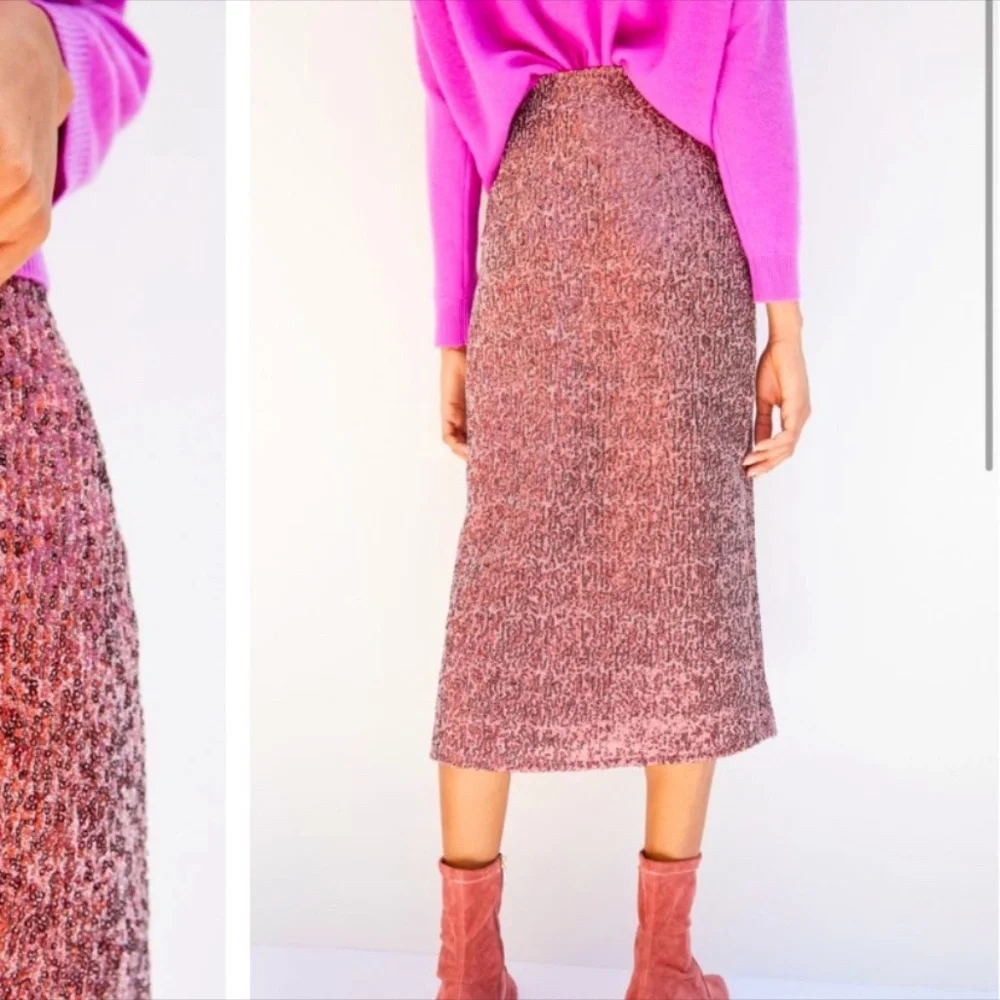 Anthropologie NWT Maeve Alicia Sequinned  Skirt  Size SP. - Picture 2 of 16